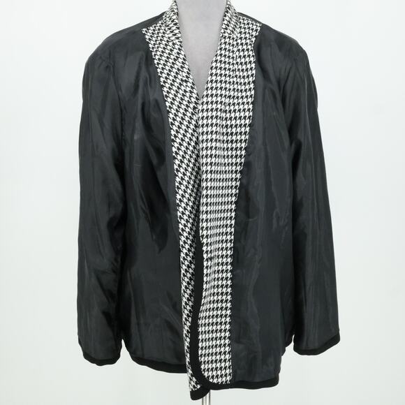 Kasper Jacket Plus Size 24W White Black Houndstooth Lined Blazer Pockets Career - Picture 9 of 15